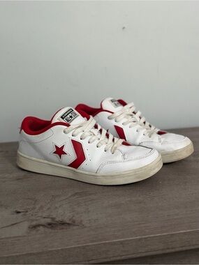 Converse White & Red Low-Top Sneakers